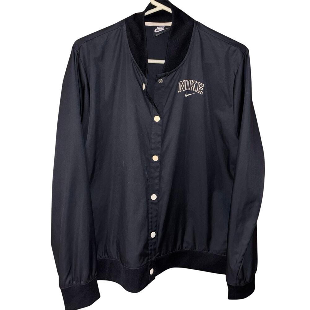 Nike Sportswear Women's Varsity Bomber Jacket button front black/white (XXL)